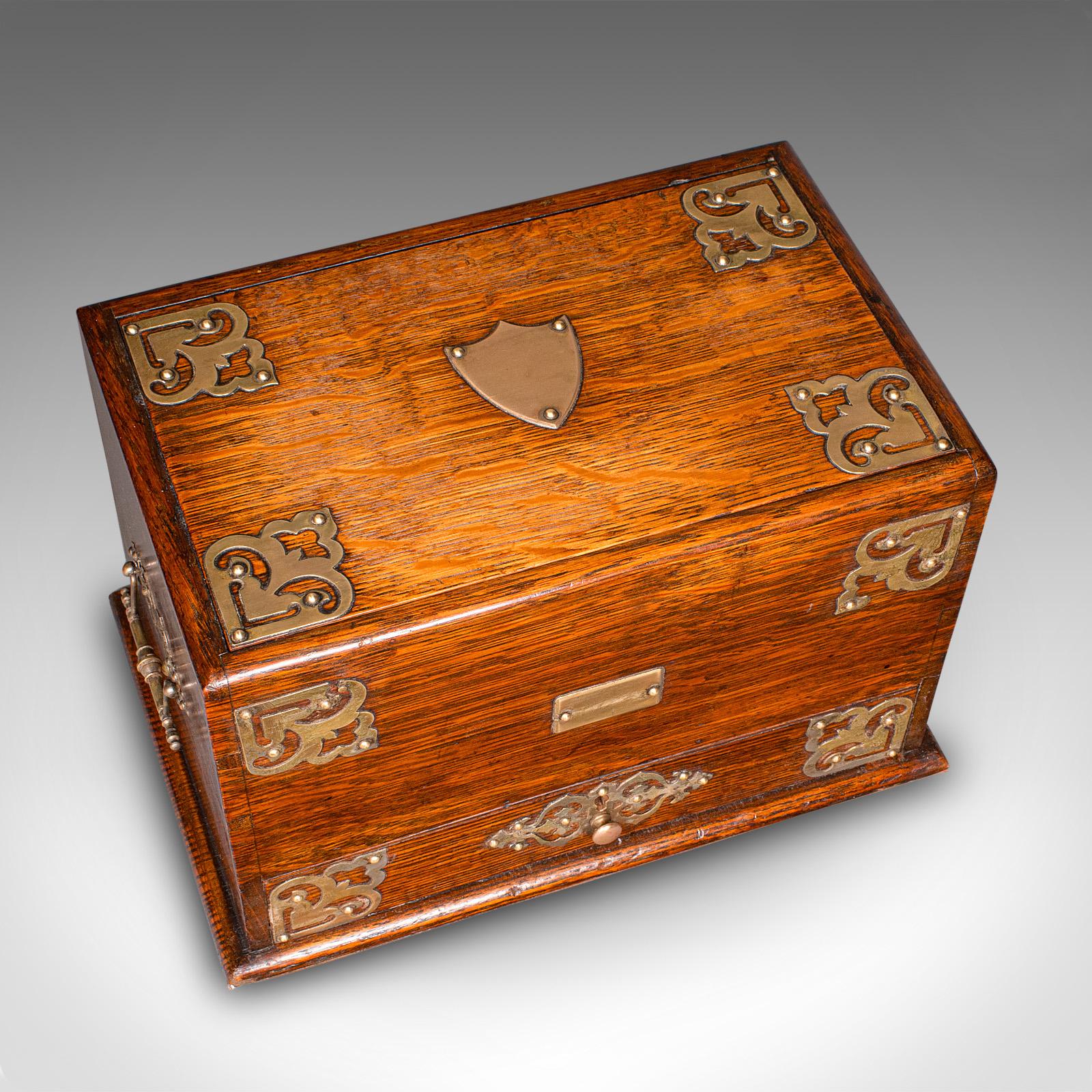 Antique Metamorphic Stationery Case, English Oak Rotating Writing Box, Edwardian For Sale 3