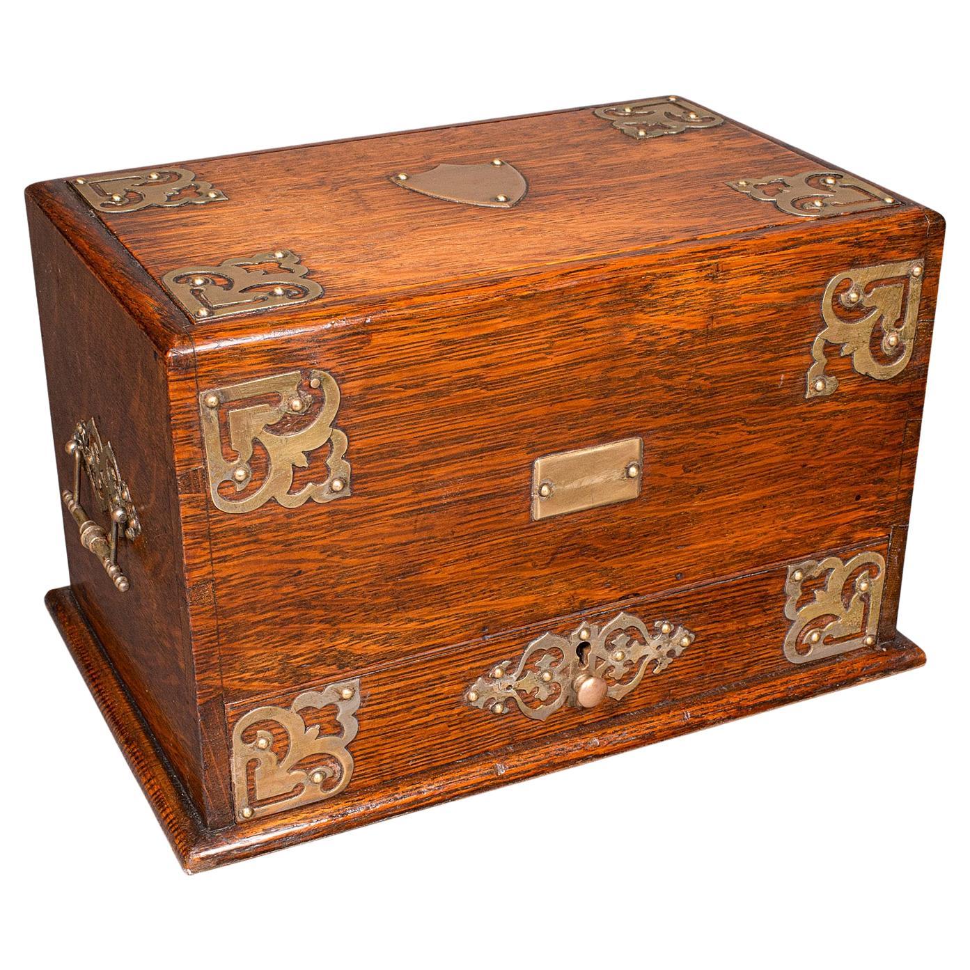 Antique Metamorphic Stationery Case, English Oak Rotating Writing Box, Edwardian For Sale