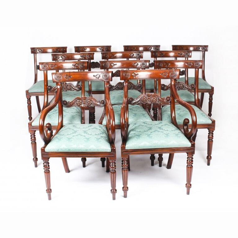 Antique Metamorphic Victorian Mahogany Dining Table & 12 Chairs 19th C 4