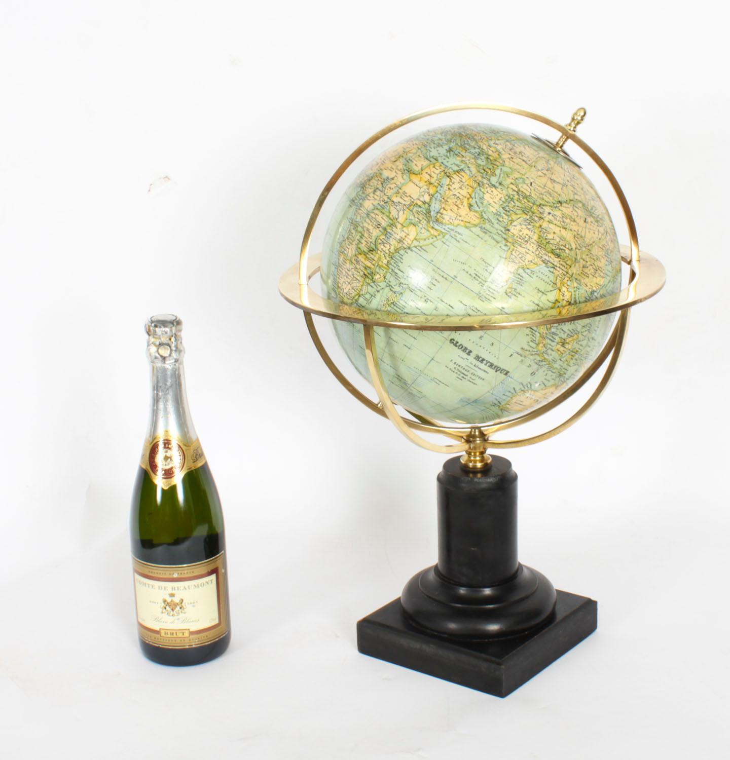 Antique Metrique Library Globe on Stand by G.Thomas, Paris Early 20th Century 3
