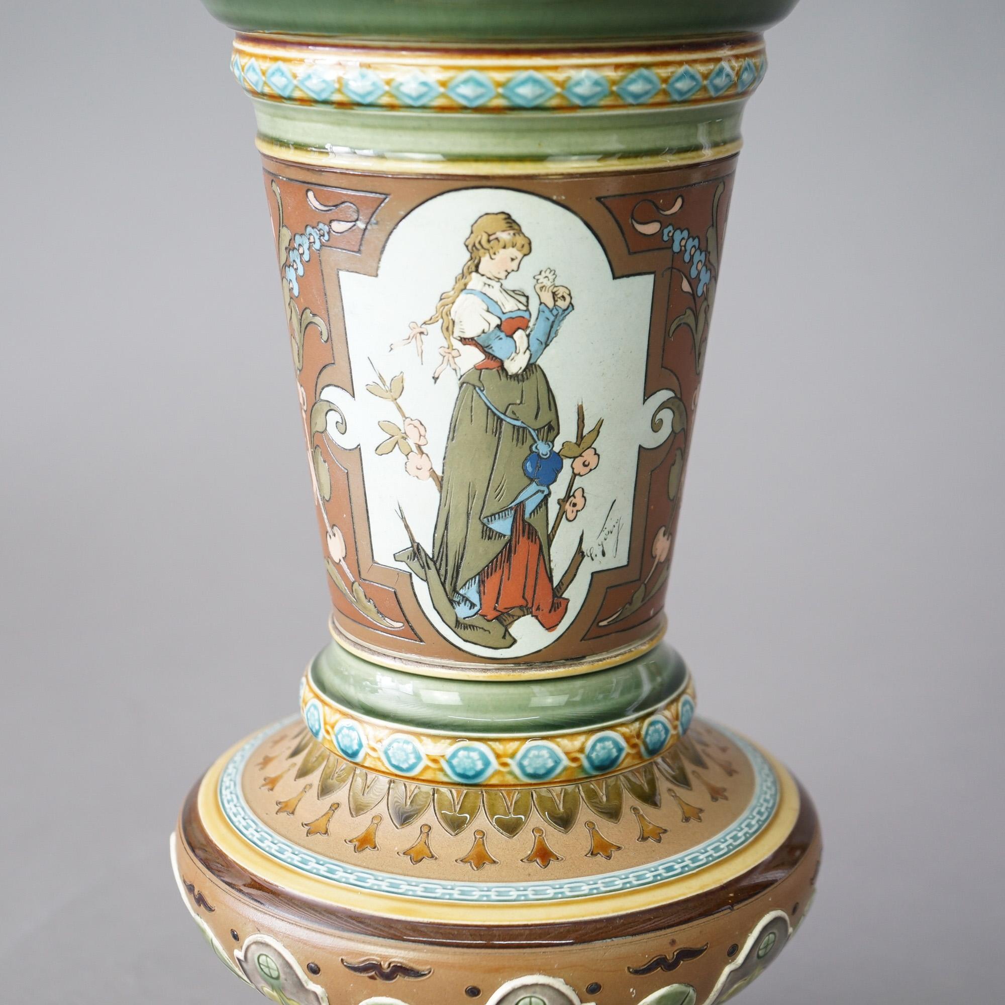 XIX secolo Antico vaso da ritratto in ceramica Mettlach, XIX sec. in vendita