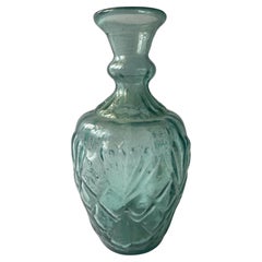 Retro Mexican Aquamarine Glass Water Bottle Vase