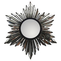 Antique Mexican Artisanal Sunburst Mirror