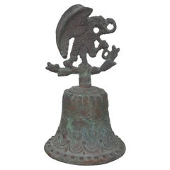 Antique Mexican Aztec Coat of Arms Bronze Bell Eagle Snake Cactus