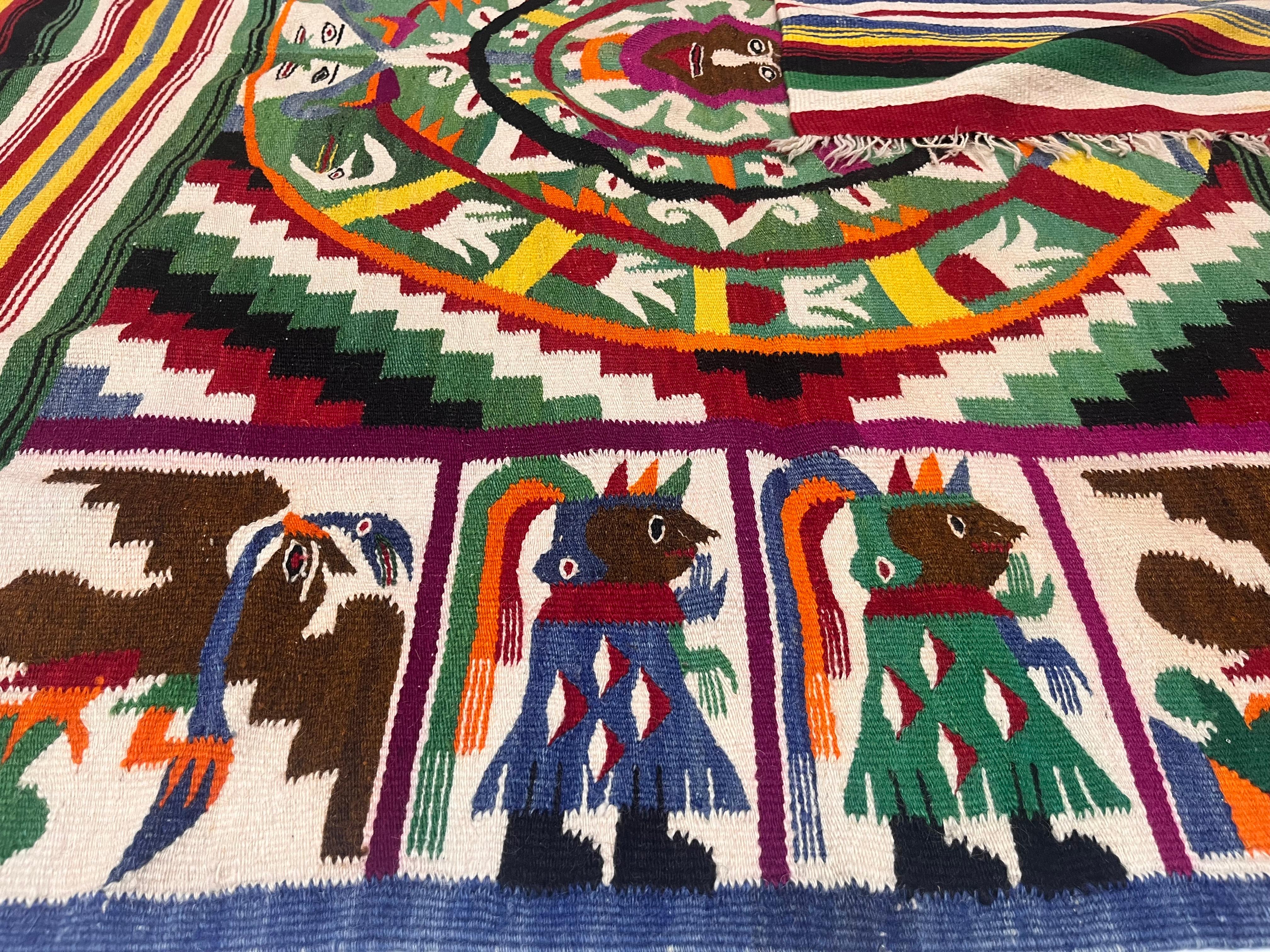 20th Century Antique Mexican Blanket 4'9