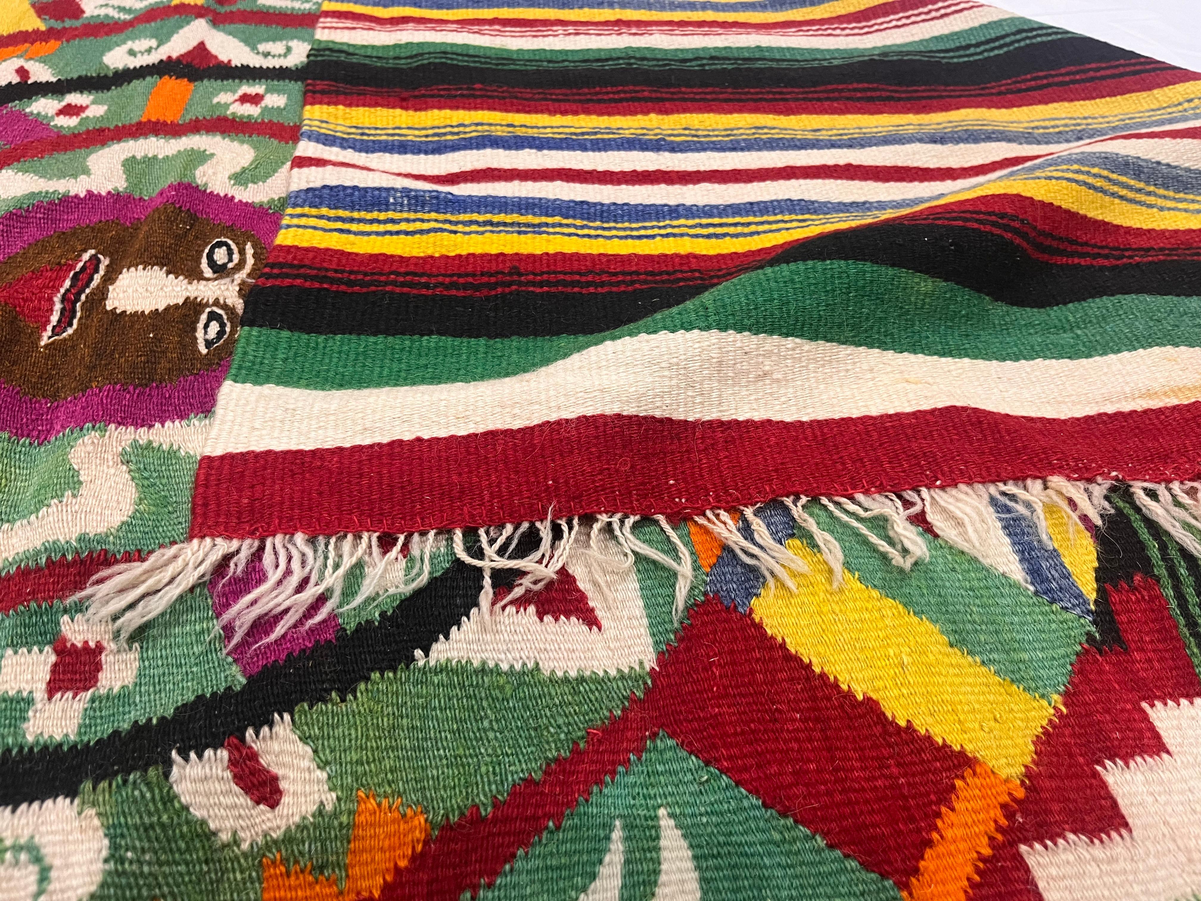 Wool Antique Mexican Blanket 4'9