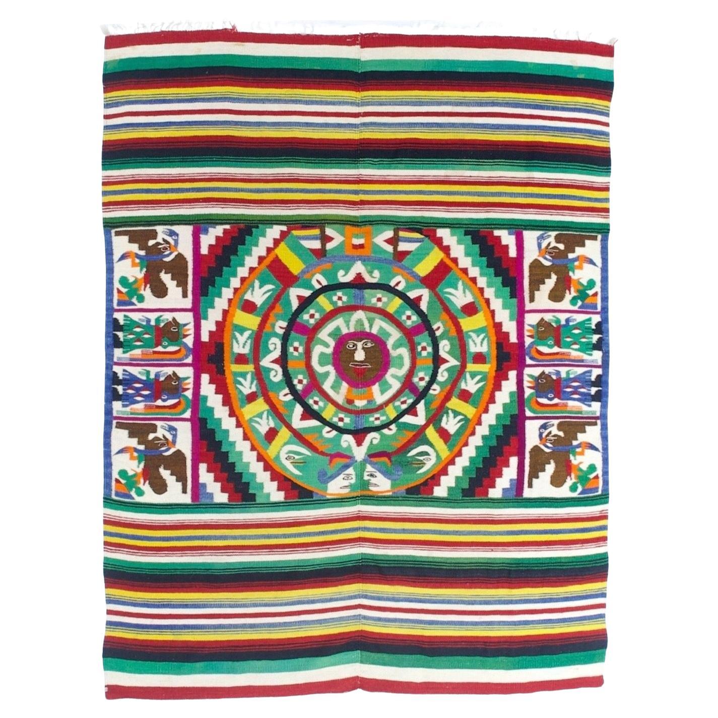 Antique Mexican Blanket 4'9" x 6’3” For Sale