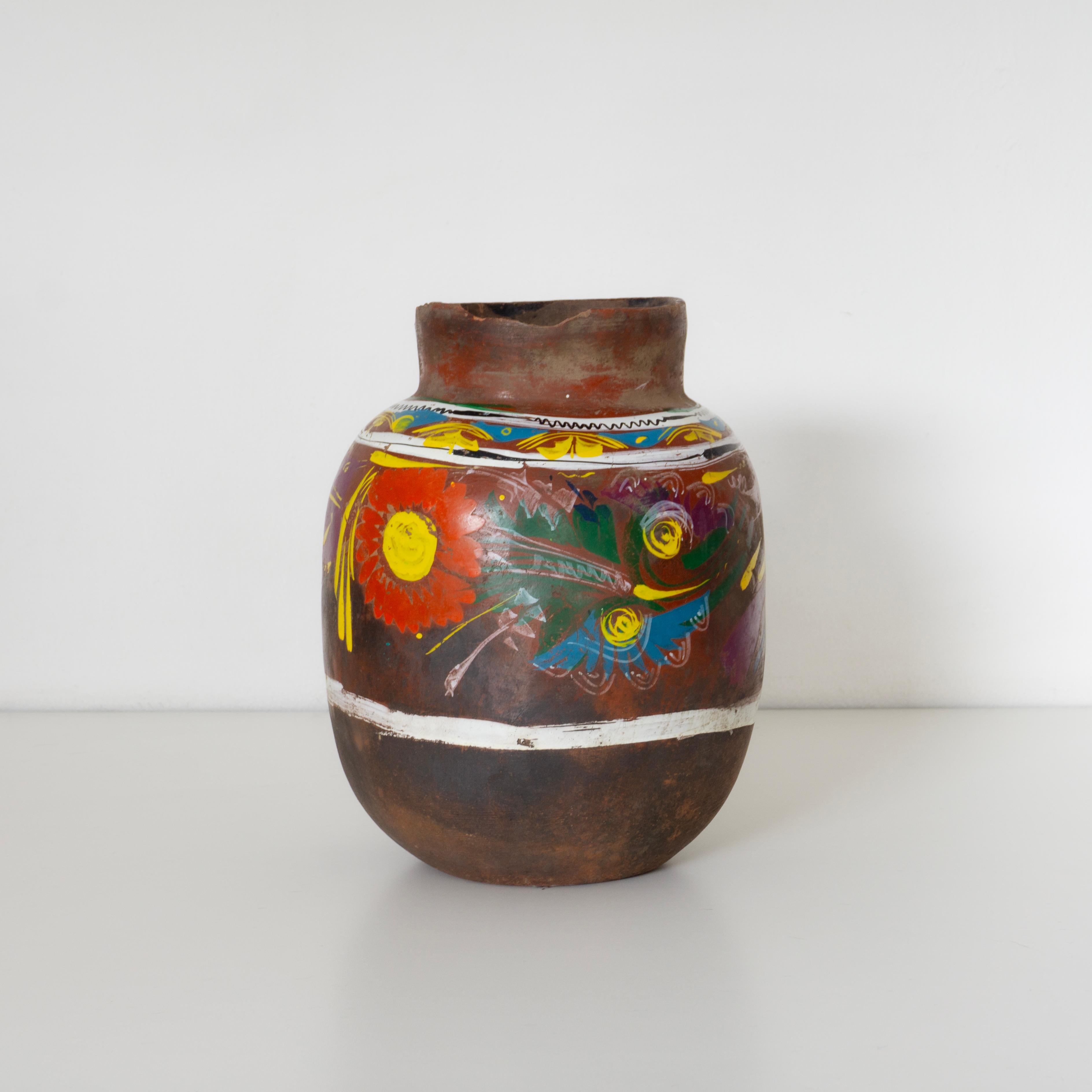 Antiguo Tarro Decorativo de Barro Mexicano. Honorio. Siglo XX. Colección Herencias Hecho a mano en venta