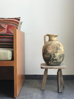 Antique 20th Century Mexican Hand-Built Clay Jug, San Luis Potosí Folk Pottery