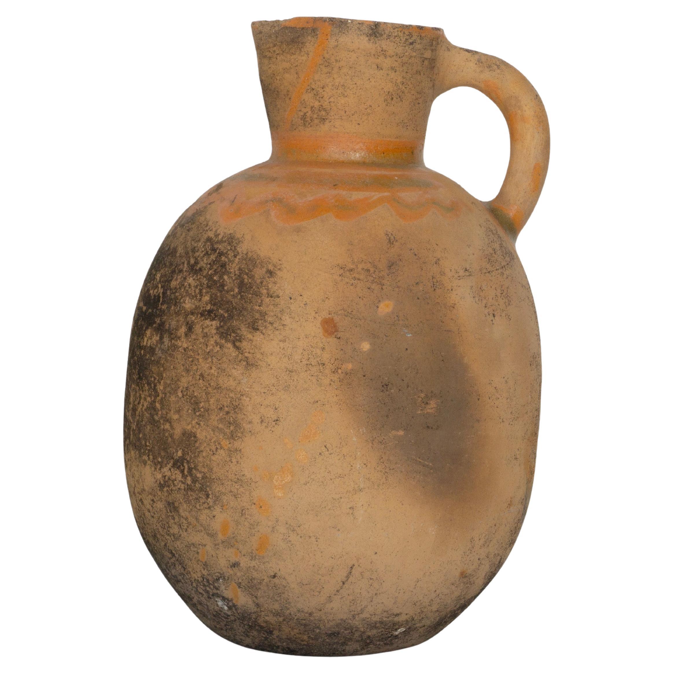 Antique Mexican Clay Decorative Jug. Felisa. XX Century. Herencias Collection