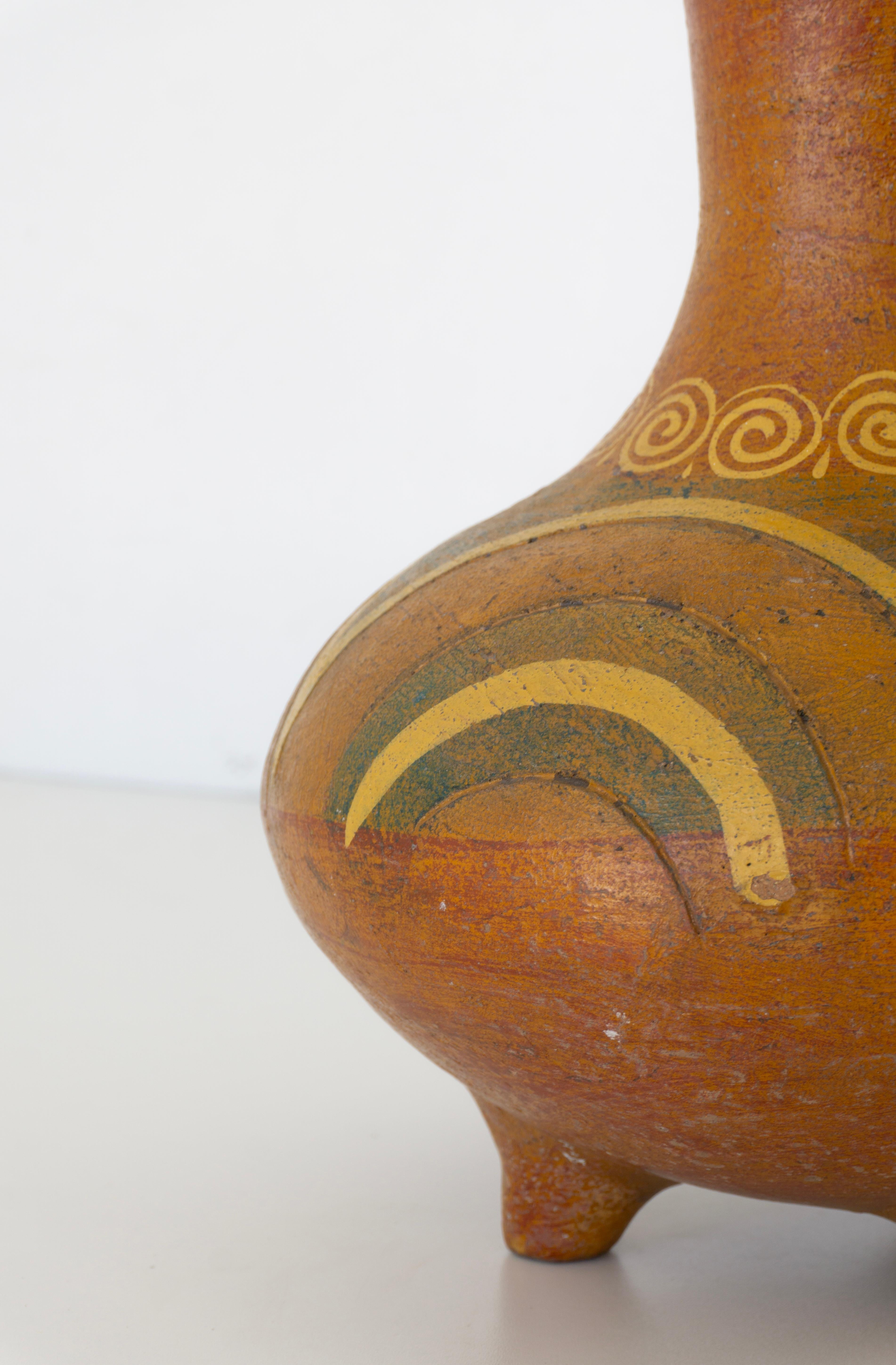 Ceramic Antique Mexican Clay Vase. Álvaro. XX Century. Herencias Collection For Sale