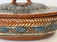 Antike mexikanische Keramik Oval bedeckt servieren Fischmotiv W /
