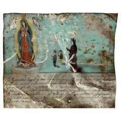 Antique Mexican Retablo "Exvoto" Oil on Tin, 1936