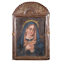 Antique mexicain Retablo « Notre Dame de Sorrow » (Notre Soeur)
