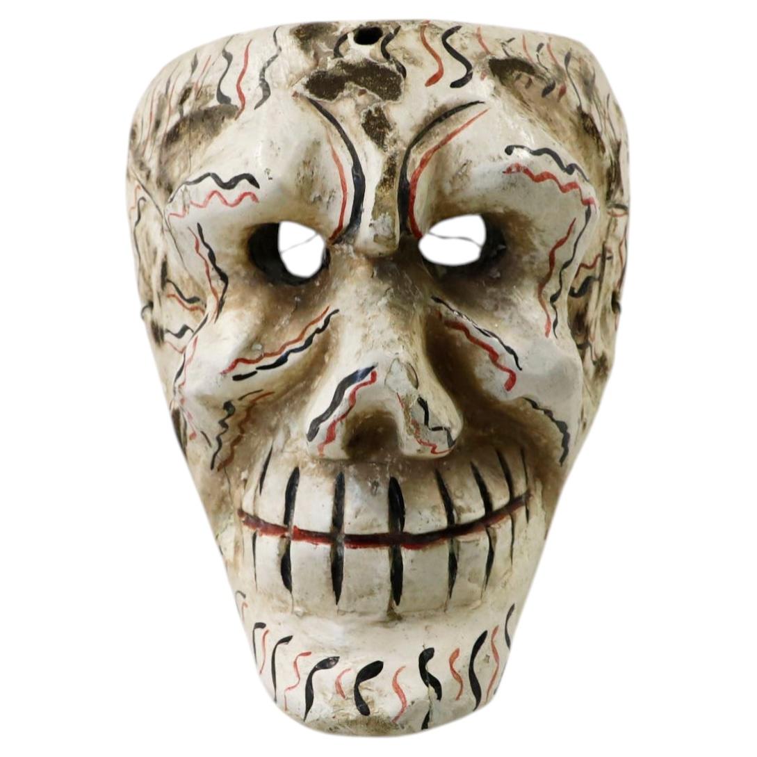 Antique Mexican Hand-Carved Wooden Mask