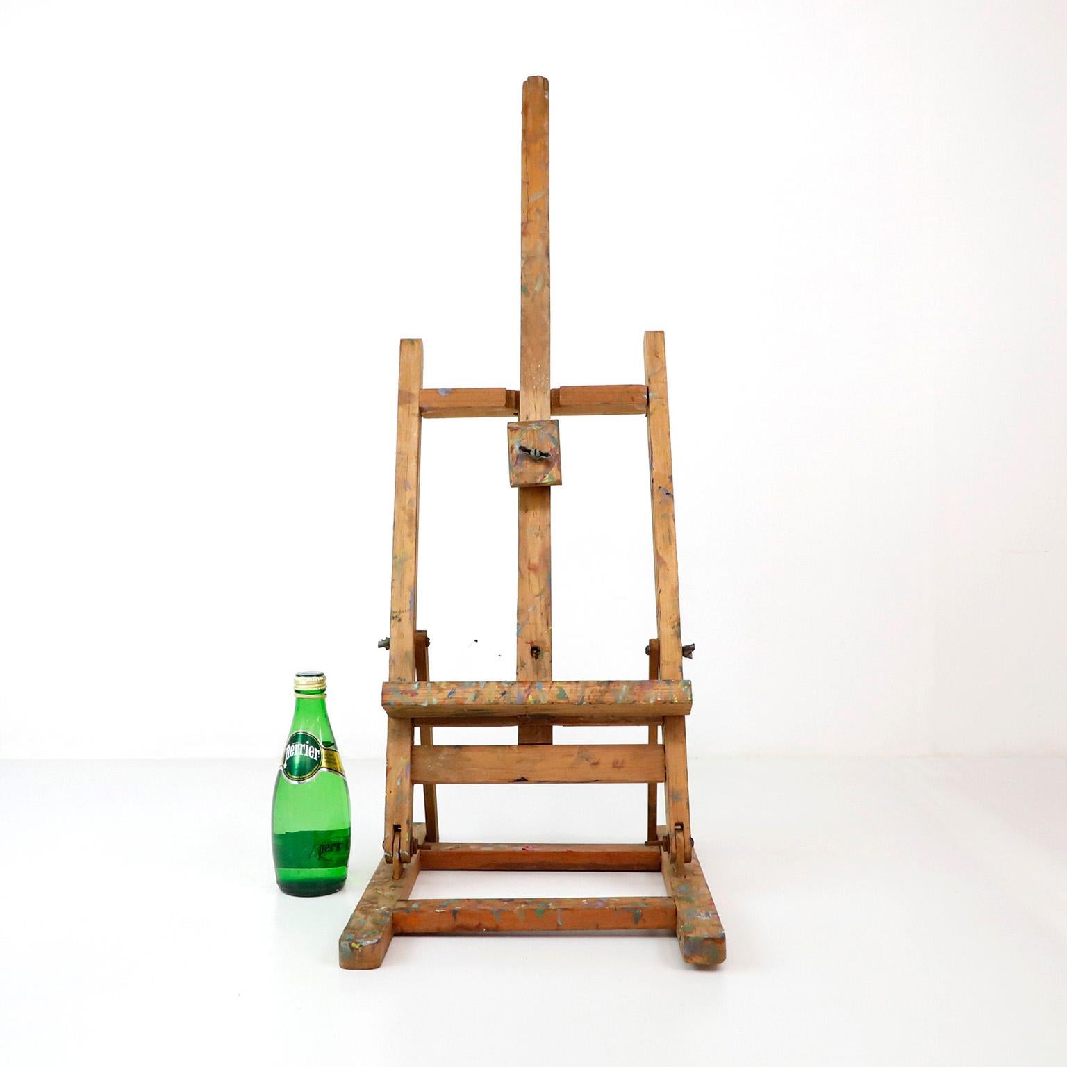 Industrial Antique Mexican Small Wood Artist Easel For Sale
