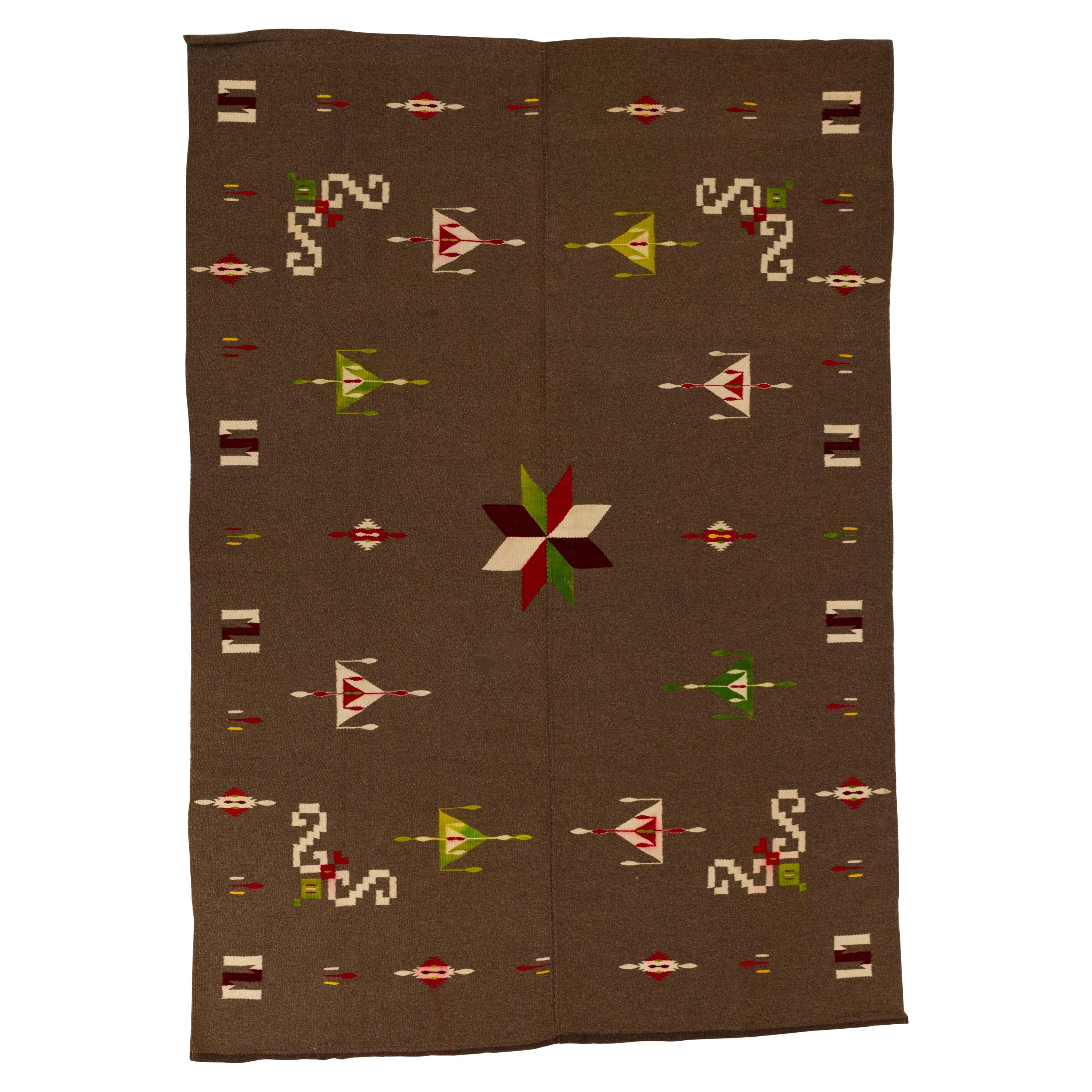 Antique Mexican Star Wool Serape Blanket