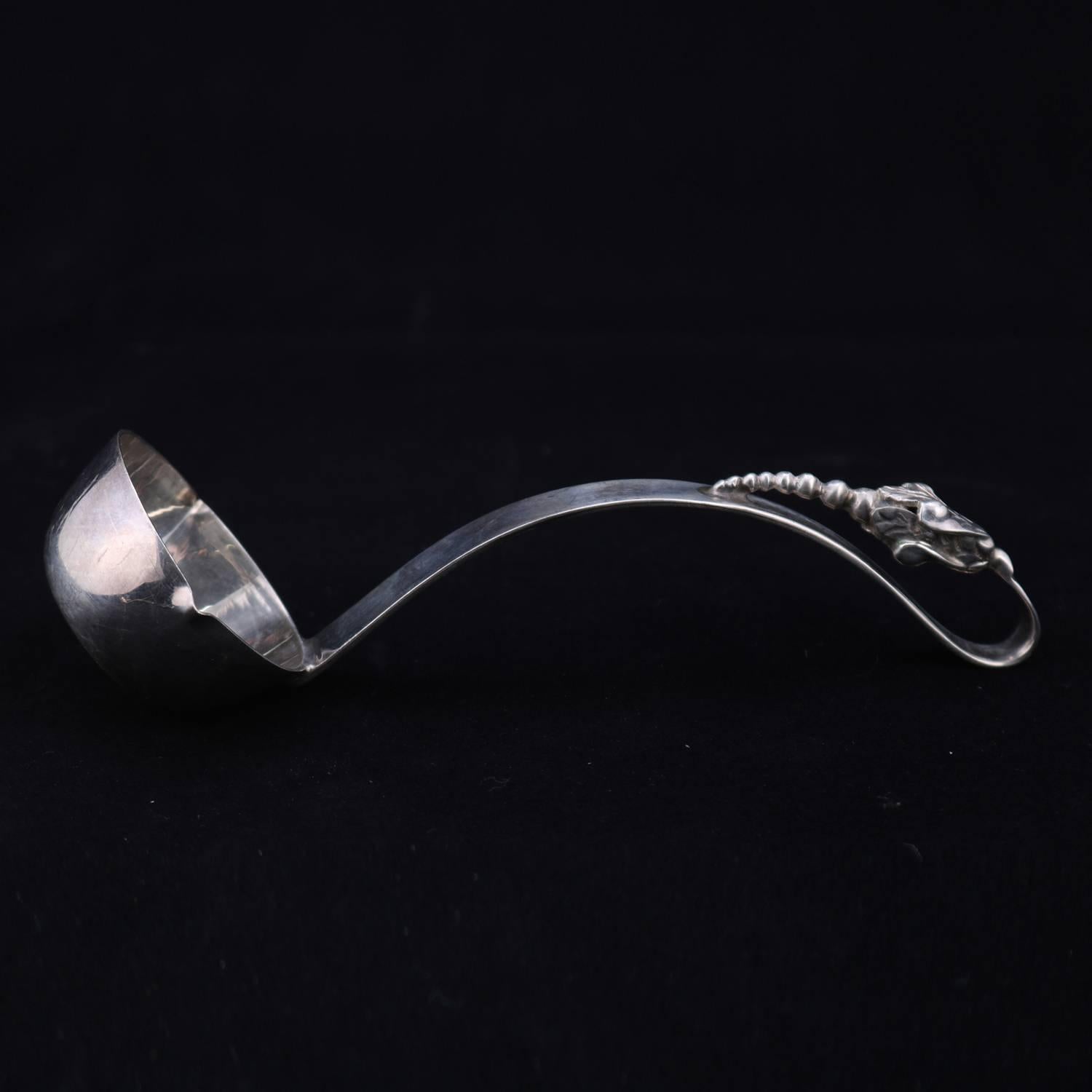 Antique Mexican Sterling Silver Sauce Ladle, 1880 In Good Condition In Big Flats, NY
