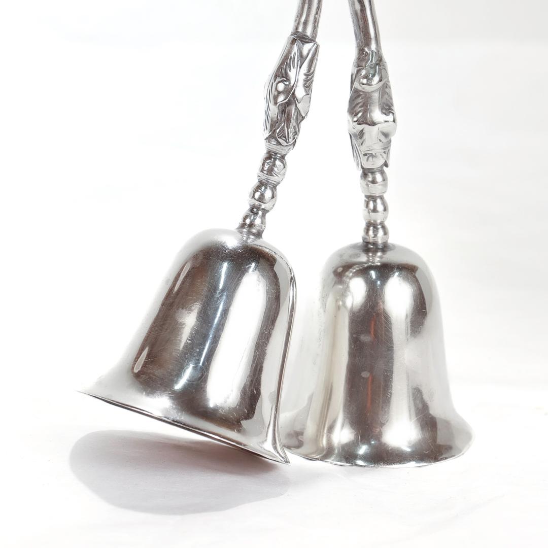 Antique Mexican Taxco Sterling Silver Double Bell For Sale 8