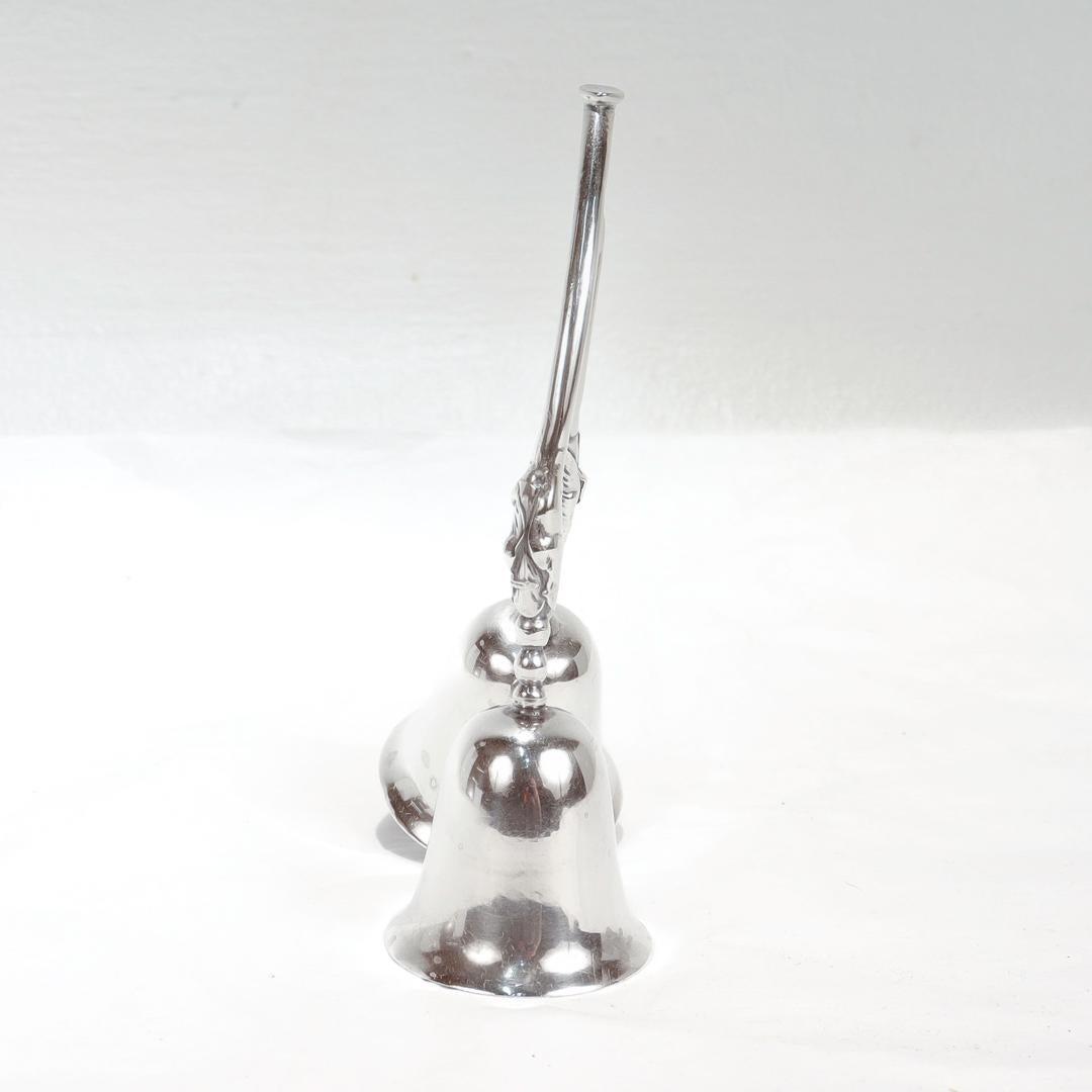 Antique Mexican Taxco Sterling Silver Double Bell For Sale 1