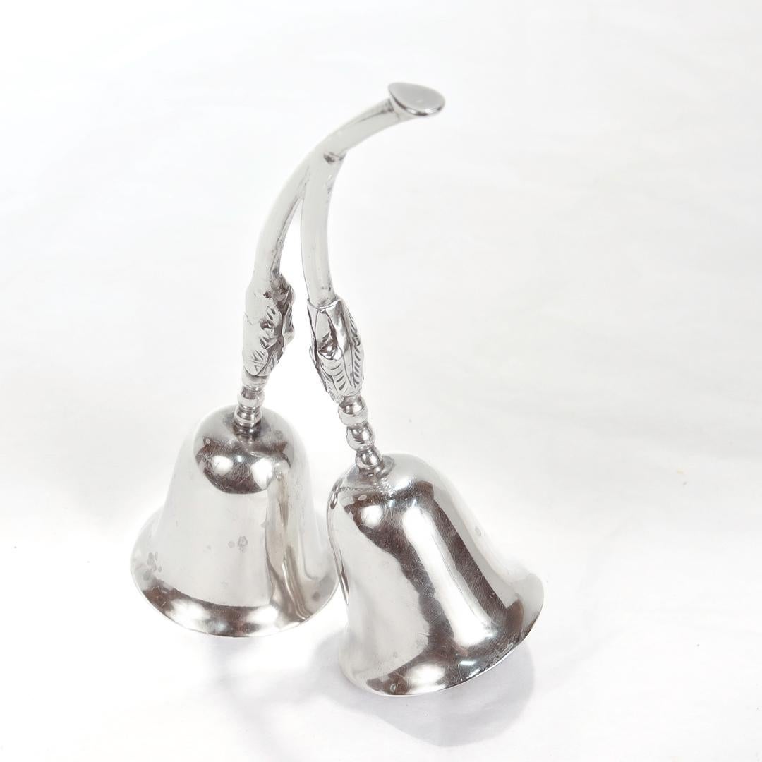 Antique Mexican Taxco Sterling Silver Double Bell For Sale 5