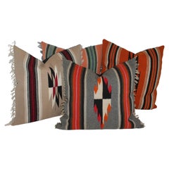 Vintage Mexican Weaving, Serape Pillows, Collection of Four