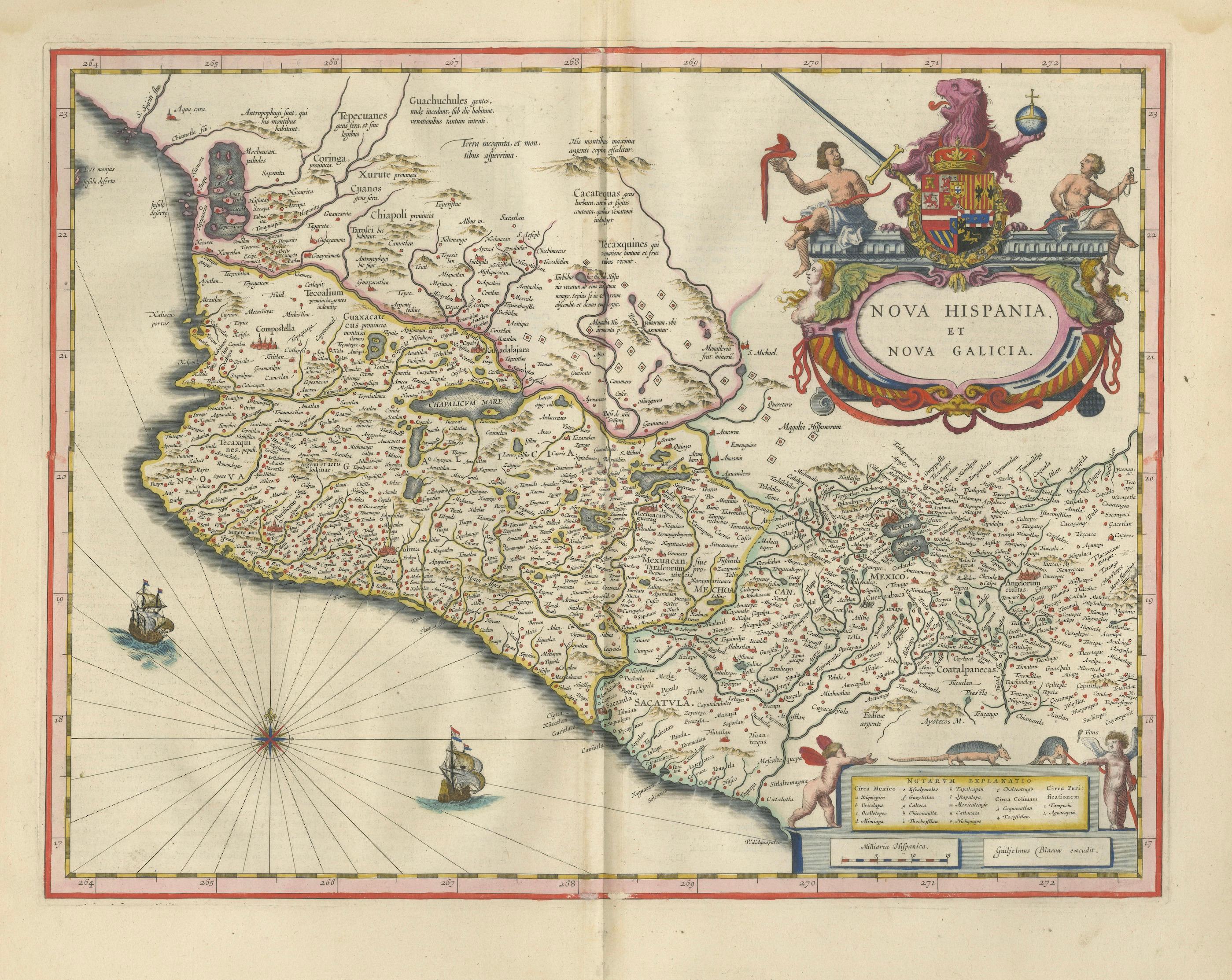 Antique Mexico Map Blaeu c.1642 – New Spain, Early Colonial Detail