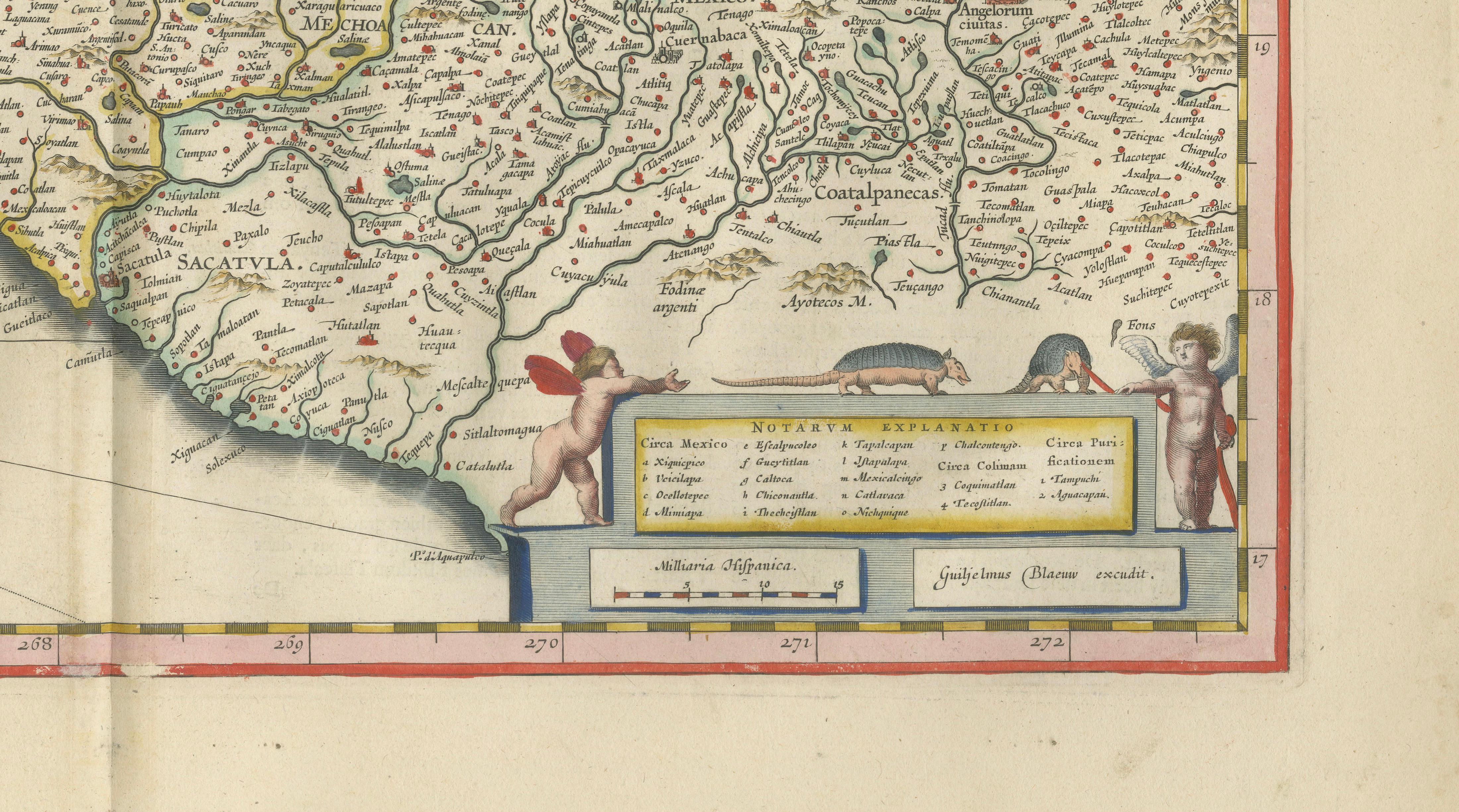 Antique Mexico Map Blaeu c.1642 – New Spain, Early Colonial Detail