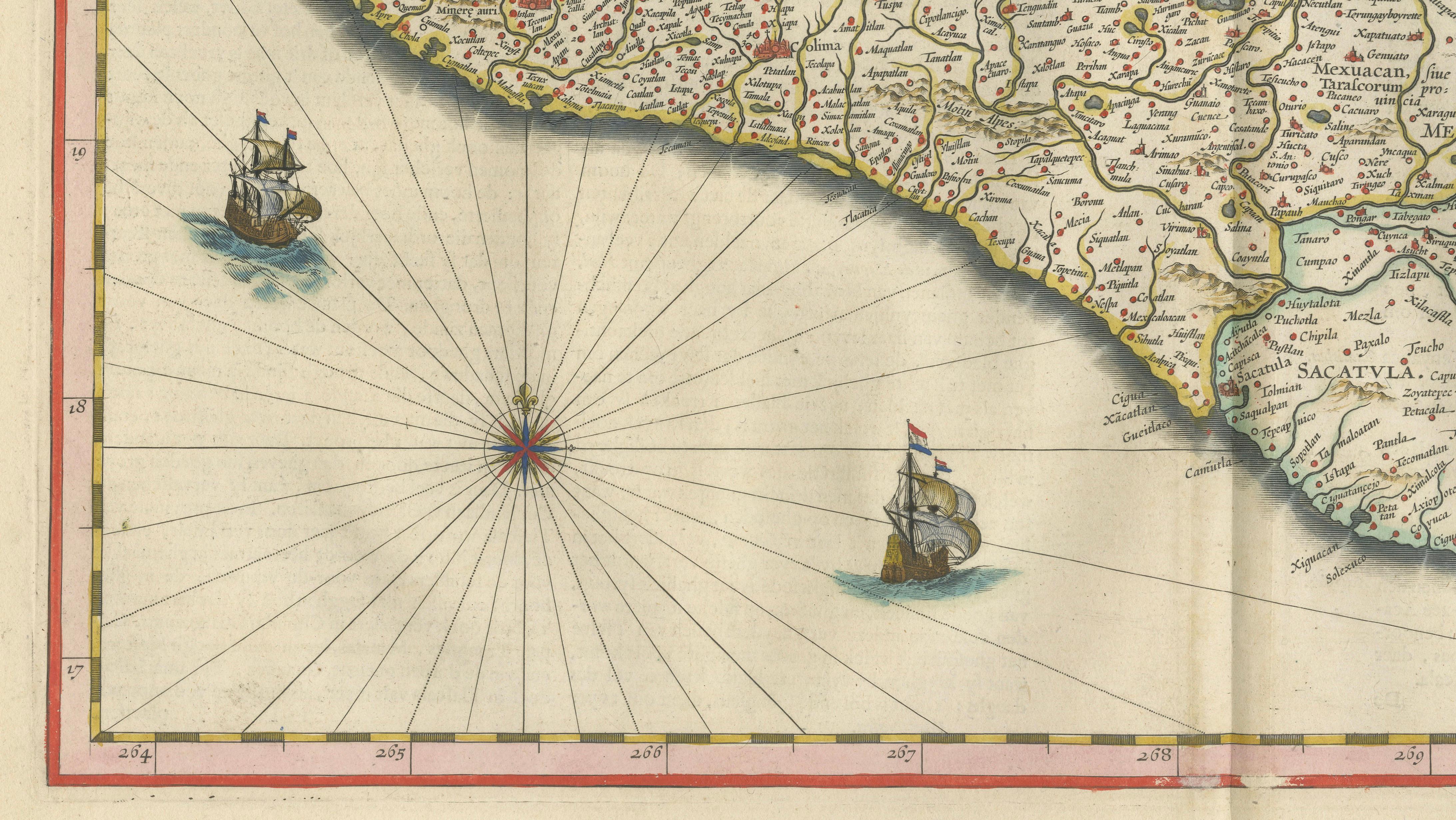 Antique Mexico Map Blaeu c.1642 – New Spain, Early Colonial Detail