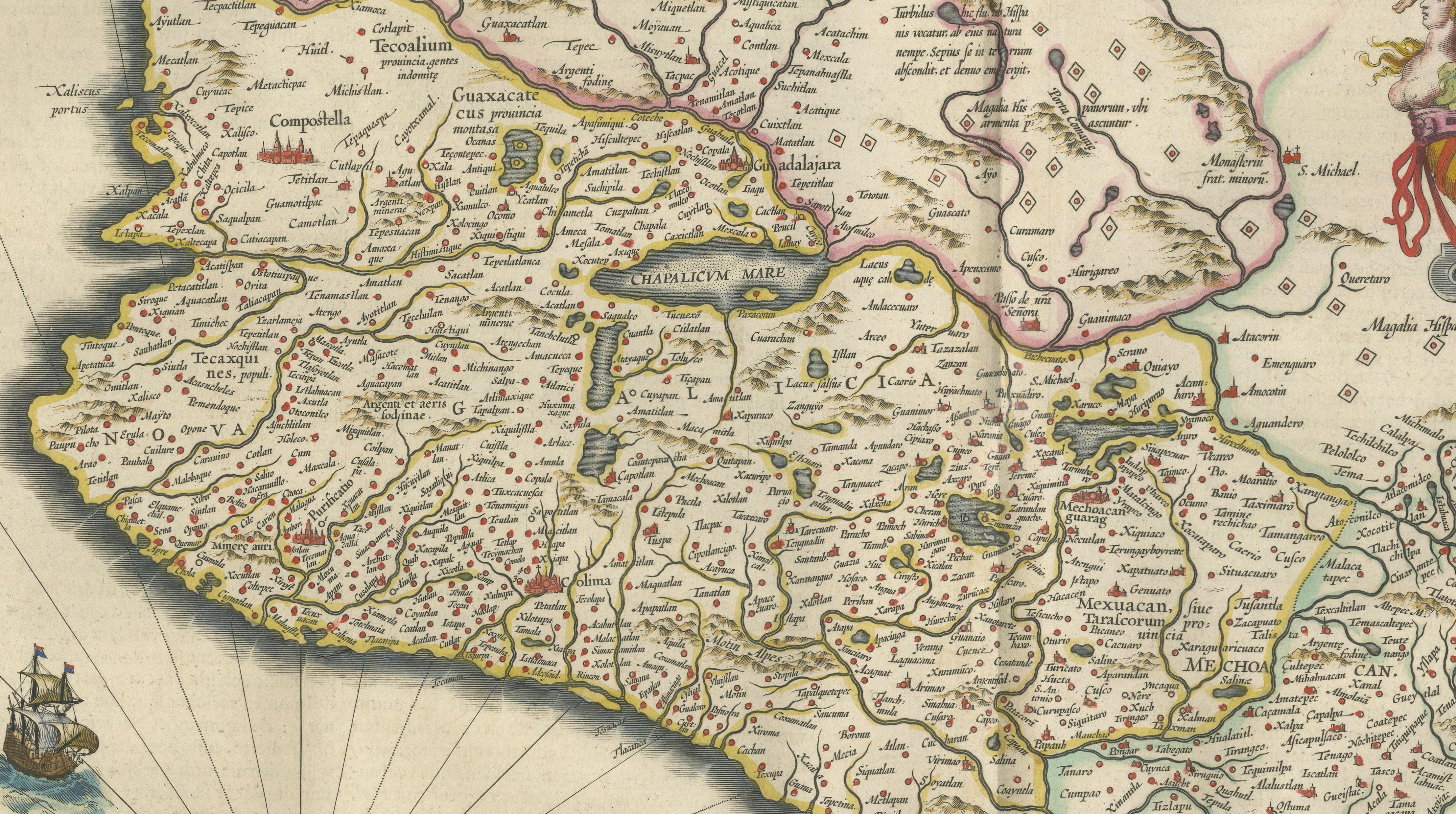 Antique Mexico Map Blaeu c.1642 – New Spain, Early Colonial Detail