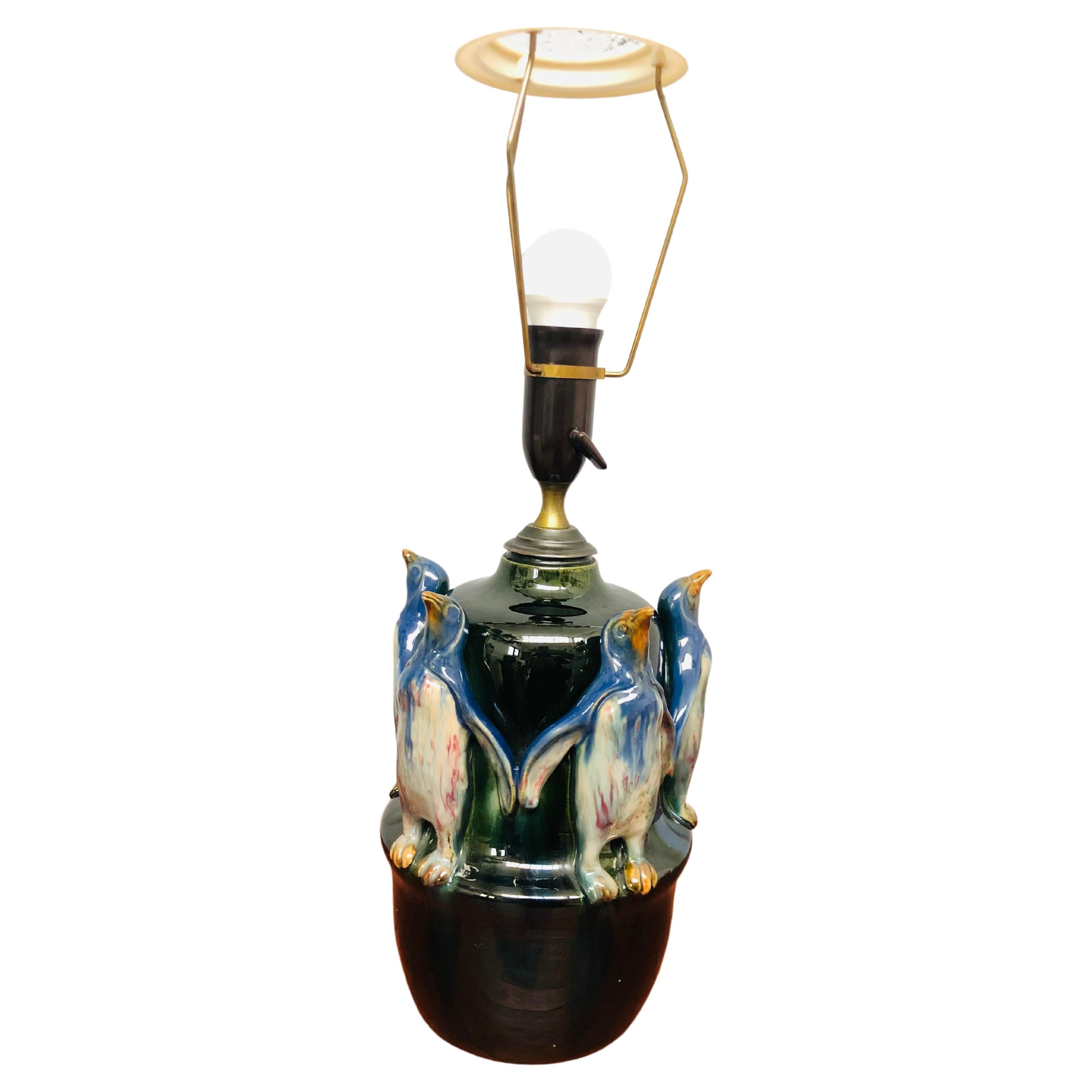 Antica lampada da tavolo in ceramica dipinta di Michael Andersen & Son of Bornholm