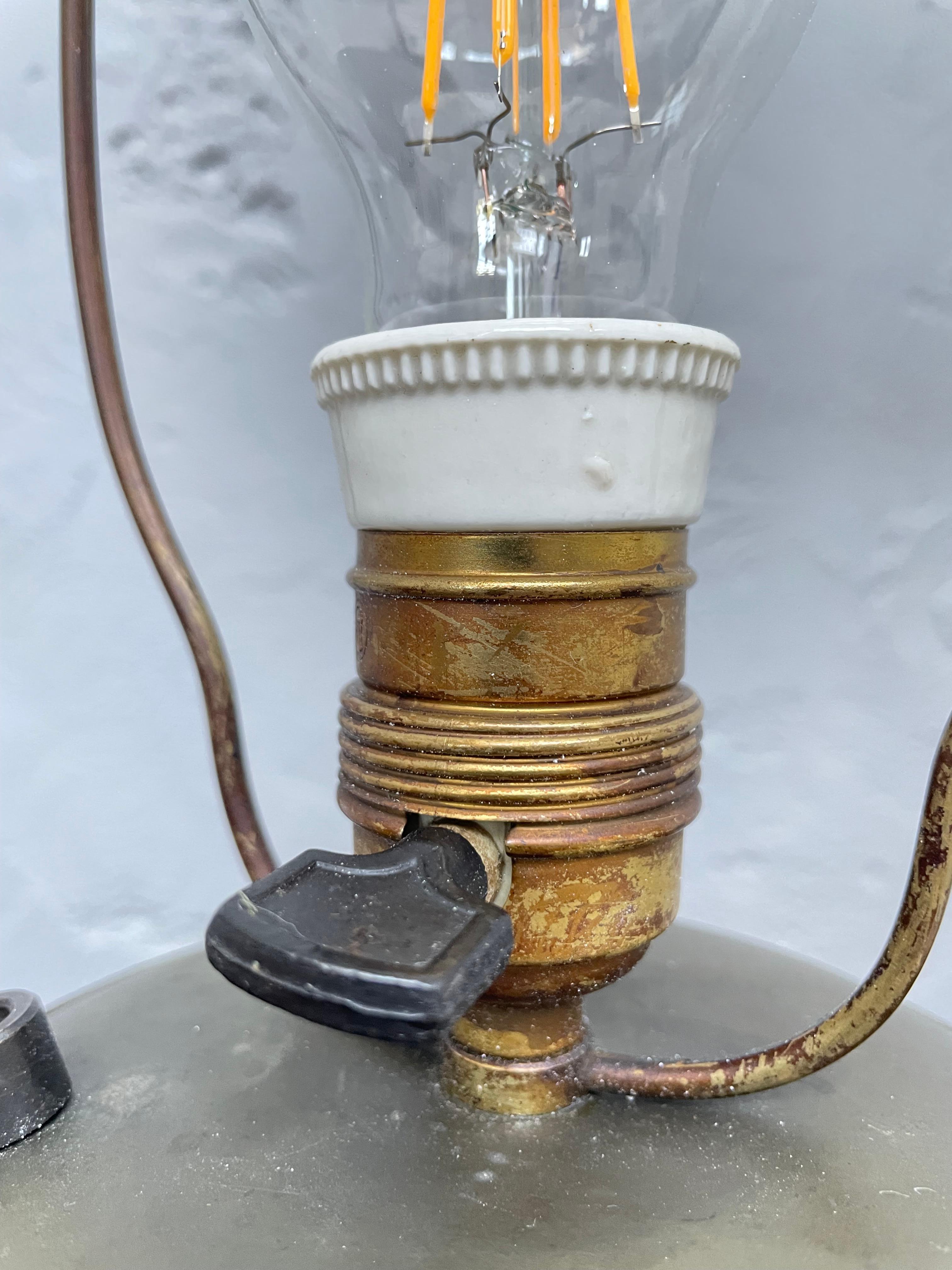 Antique Michael Andersen & Son of Bornholm Painted Pottery Vase Table Lamp For Sale 5