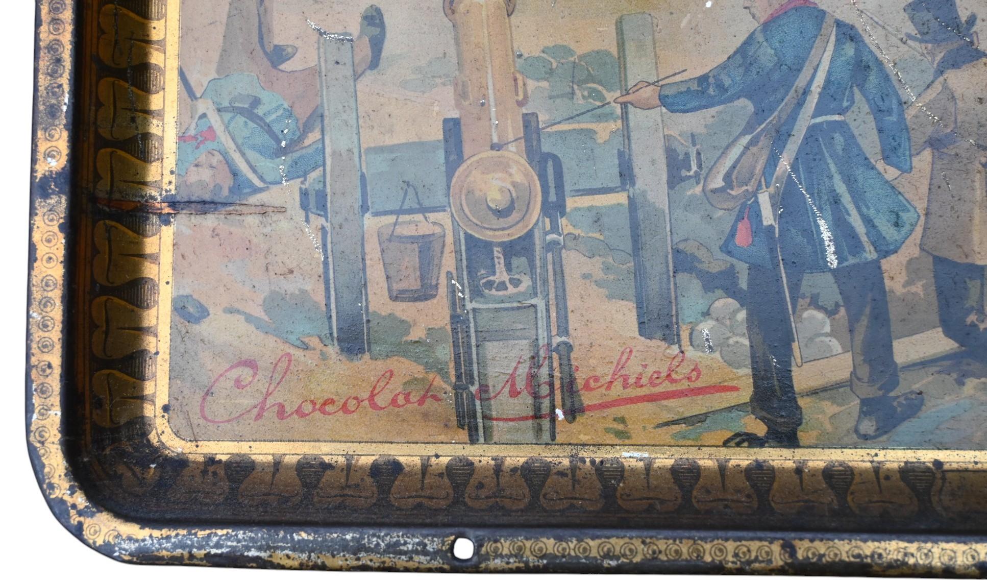 Inizio XX secolo Antico vassoio di cioccolato Michiels - 1905 - 75 anni di indipendenza belga in vendita