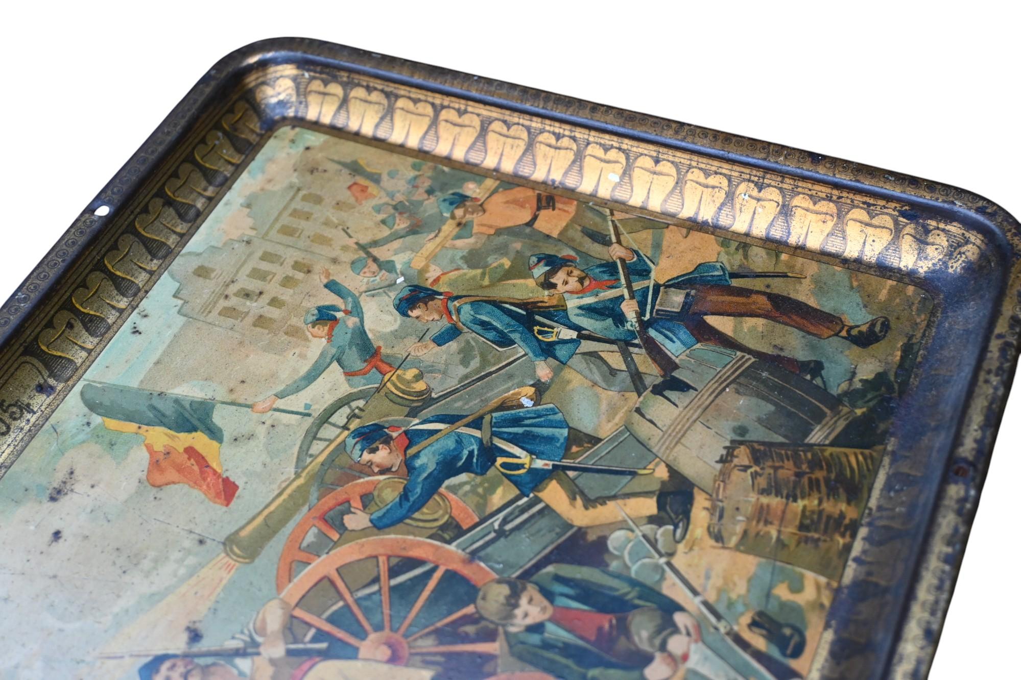 Antico vassoio di cioccolato Michiels - 1905 - 75 anni di indipendenza belga in vendita 1
