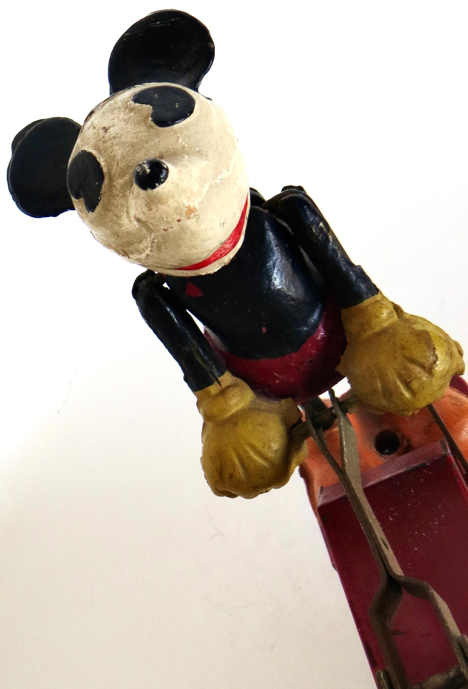 Metal Antique Mickey Mouse & Minnie Mouse Train Hand Car by Disney & Lionel Circa 1934 For Sale