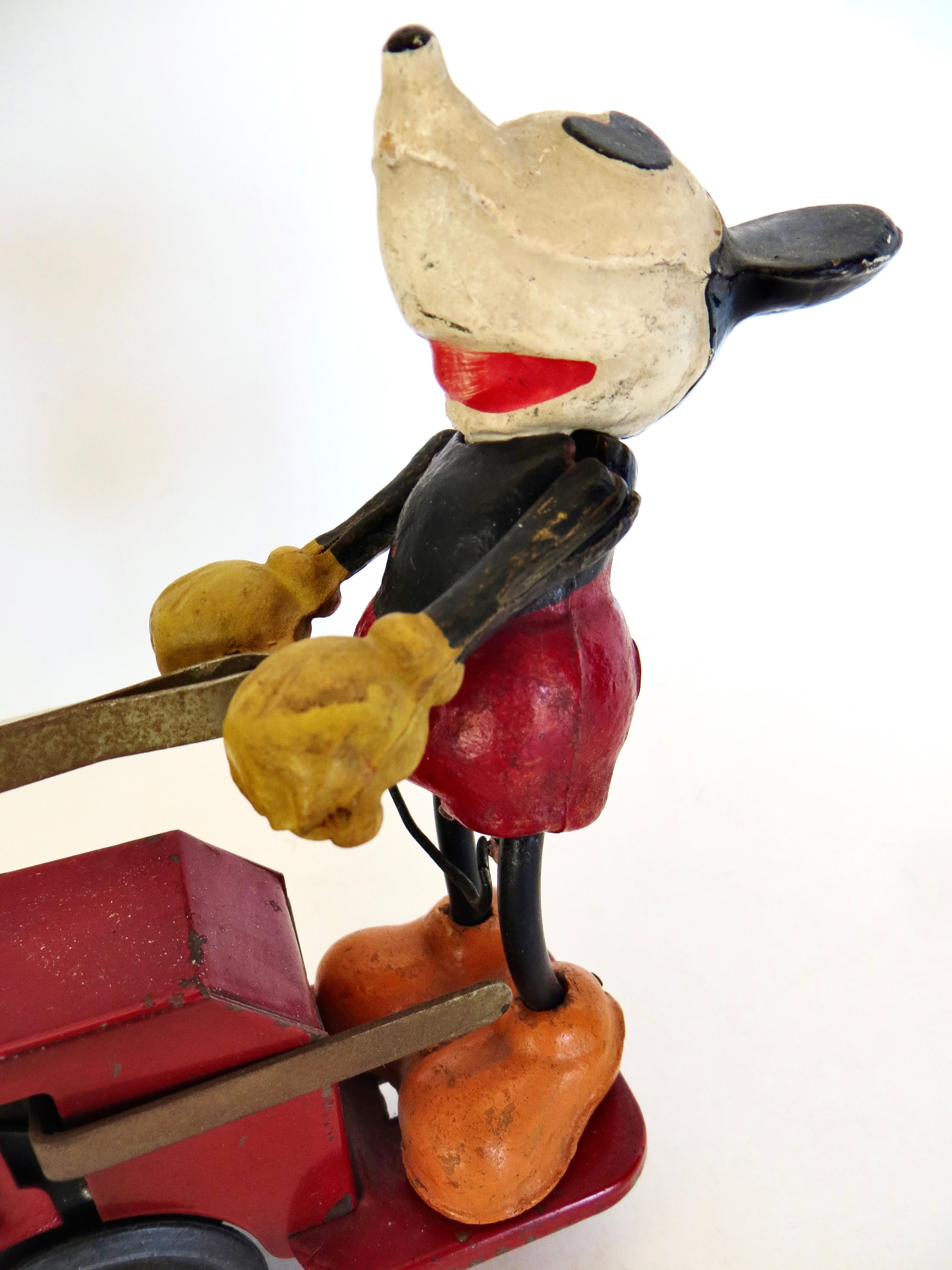 Folk Art Antique Mickey Mouse & Minnie Mouse Train Hand Car by Disney & Lionel Circa 1934 For Sale