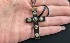 Antique Micro Mosaic cross pendant, Grand Tour