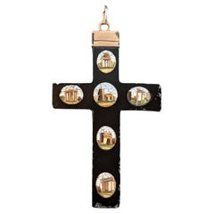 Antique Micro Mosaic cross pendant, Grand Tour