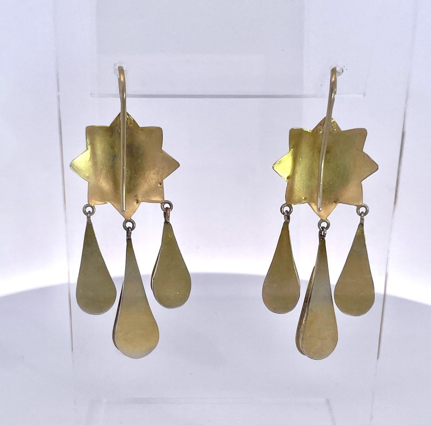 Antique Micro Mosaic Drop Earrings 1880's For Sale 3