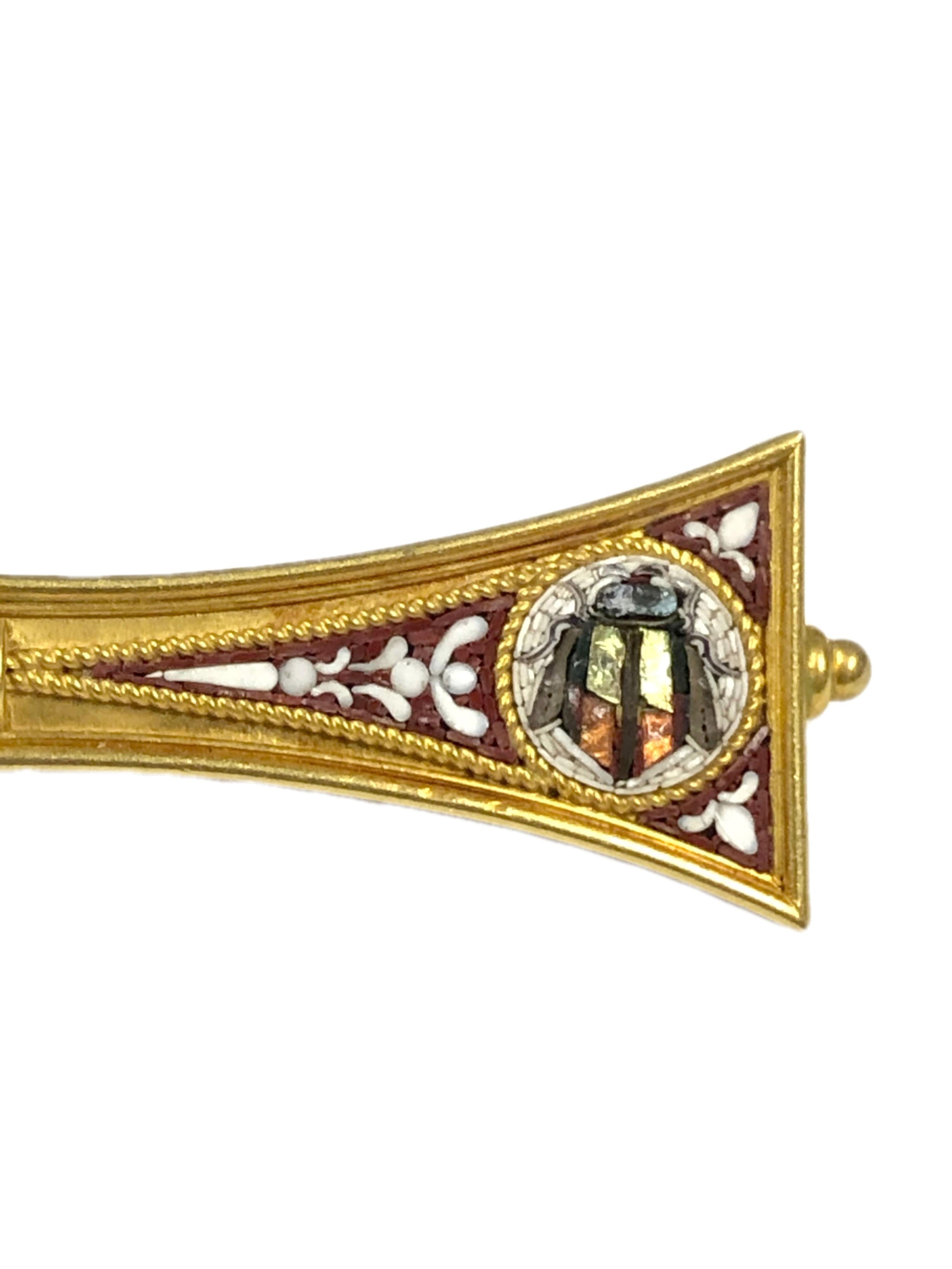 Antique Micro Mosaic Etruscan Revival Brooch For Sale 1