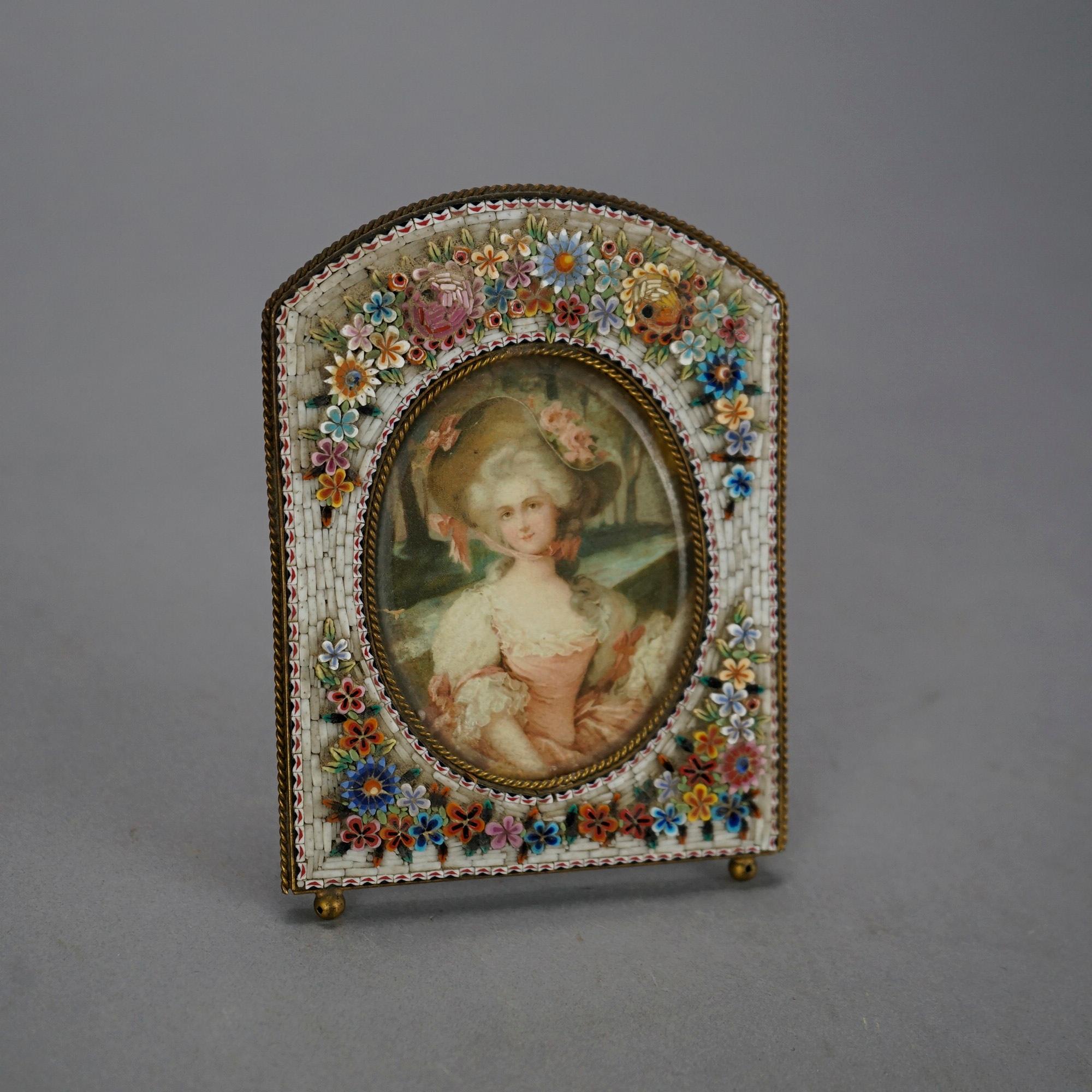 19th Century Antique Micro Mosaic Floral Picture Frame Circa 1890