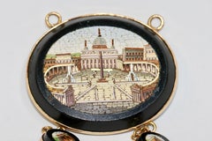Antique Micro Mosaic Pendant, Necklace, Enhancer Gold, Early 19th Century