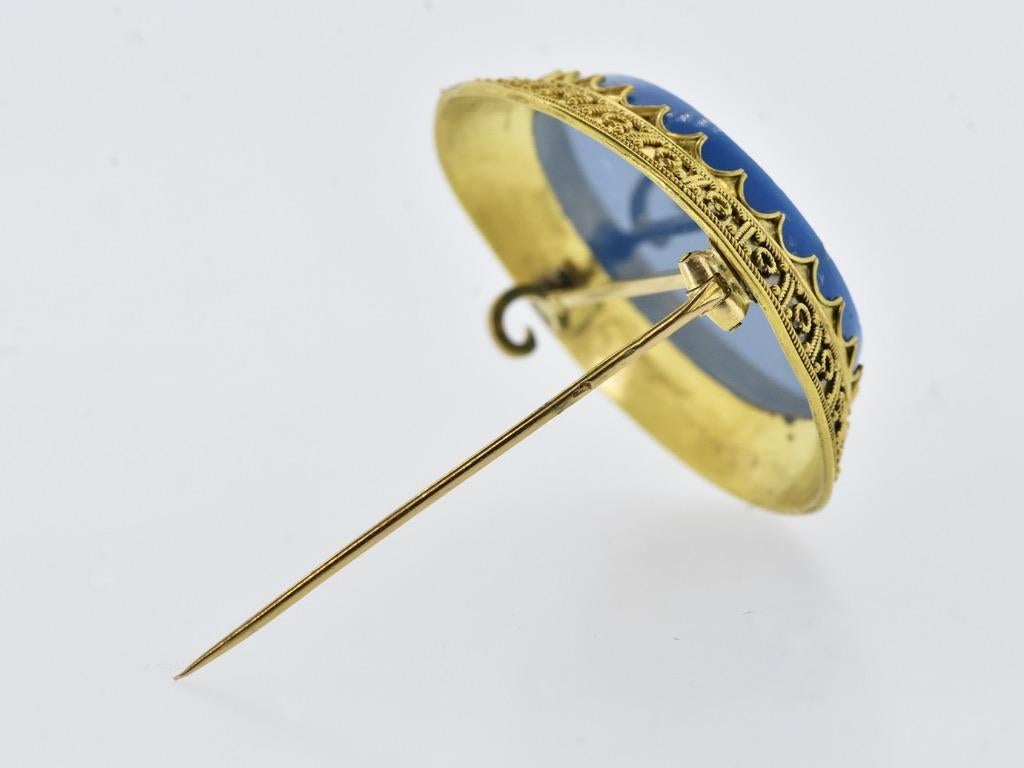 Antique Micromosaic 18K Gold Brooch, French, c. 1880 For Sale 3