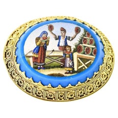 Antique Micromosaic 18K Gold Brooch, French, c. 1880