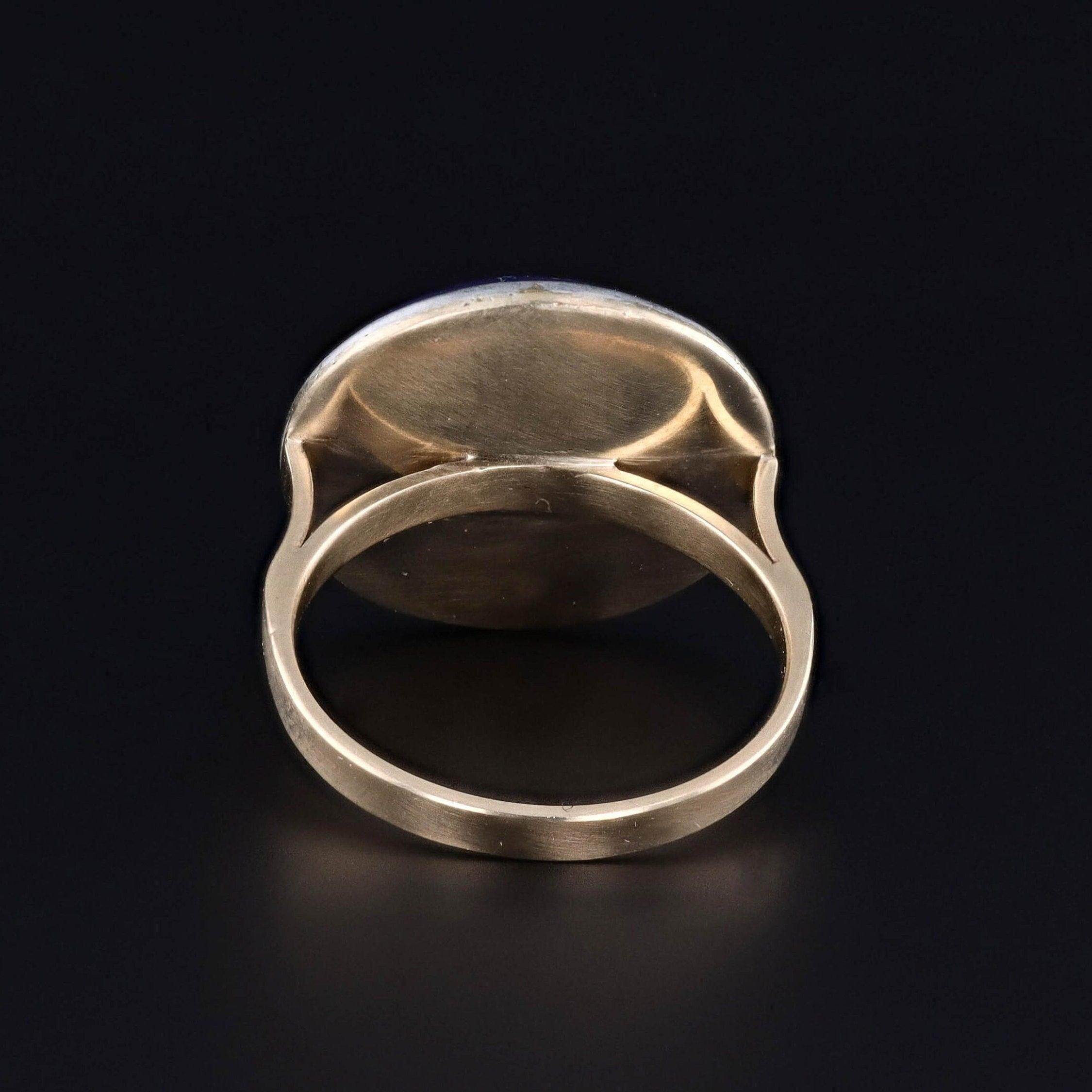 Women's Antique Micromosaic Bird Conversion Ring of 14k Gold For Sale