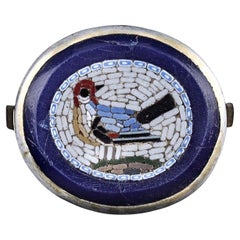 Anillo de Conversión Antiguo Micromosaico Pájaro de Oro de 14k