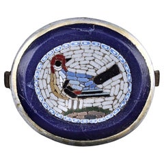 Antique Micromosaic Bird Conversion Ring of 14k Gold