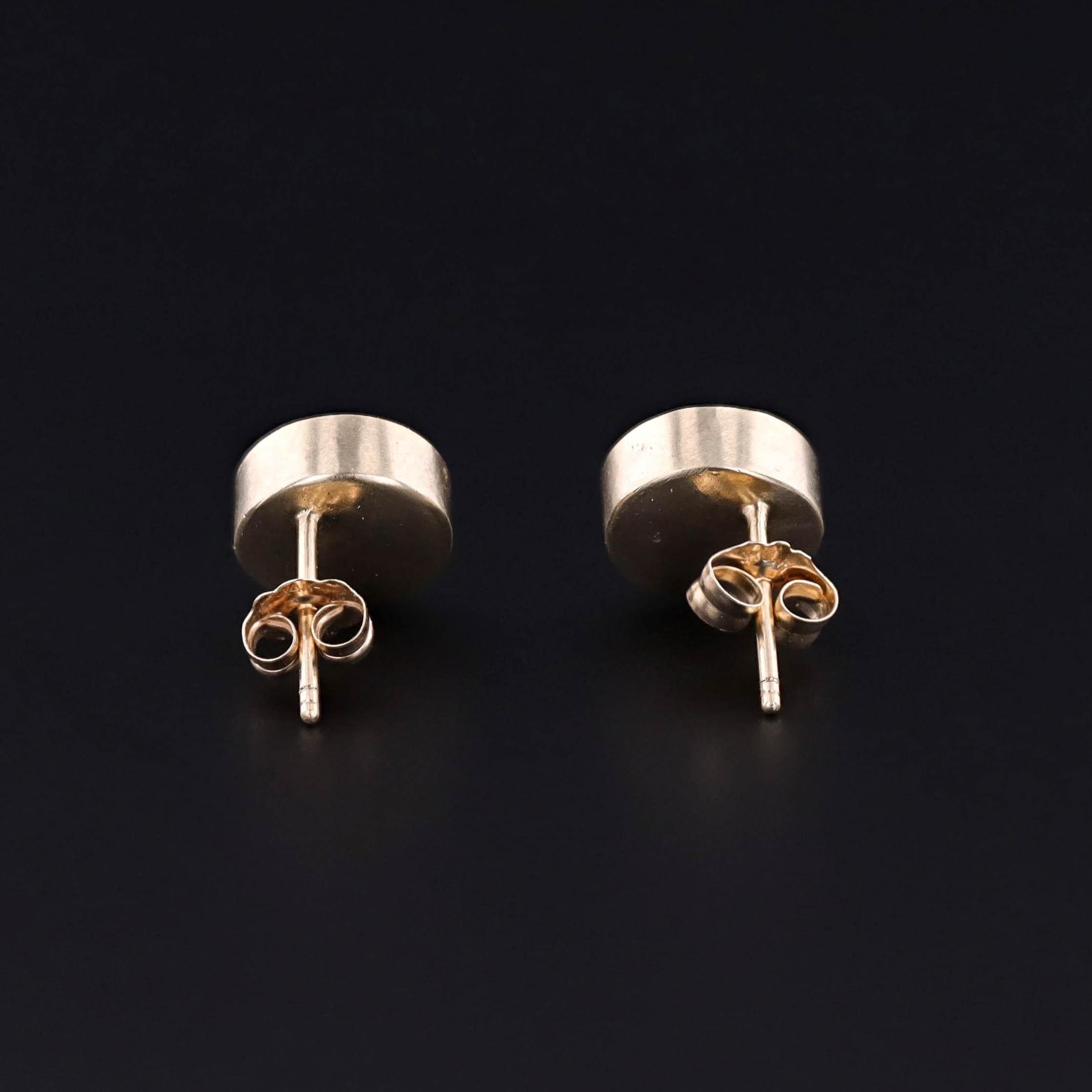 Antique Micromosaic Bird Earrings of 14k Gold In Good Condition For Sale In Lewisburg, PA