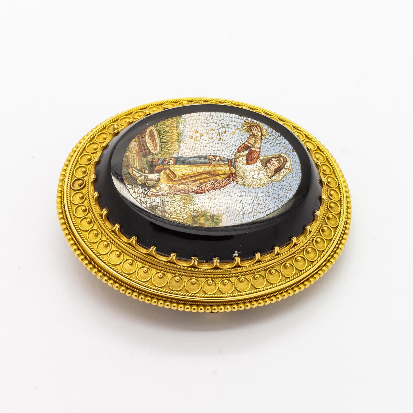 Antique Micromosaic Brooch In Good Condition In London, GB