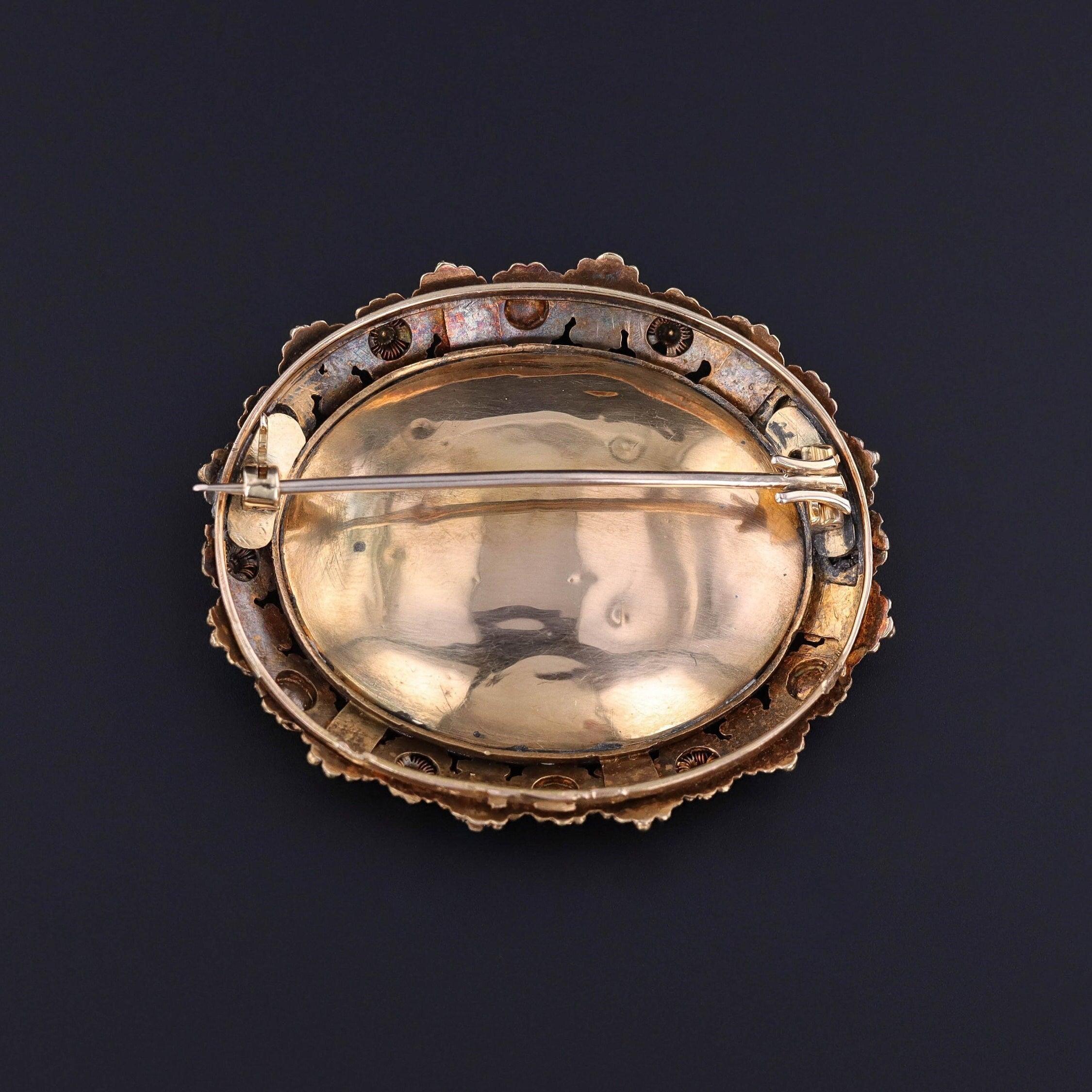 Antiguo Broche Micromosaico de Oro de 18k Corte mixto en venta